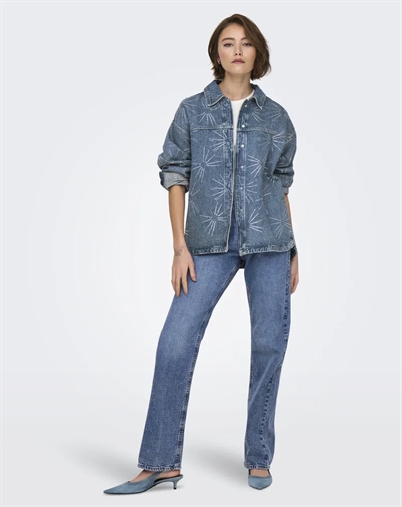 Only - Emmie Rhinst Denim Skjorte - Medium Blue Denim 